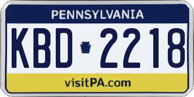 PA license plate KBD2218