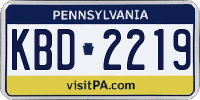 PA license plate KBD2219