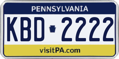 PA license plate KBD2222