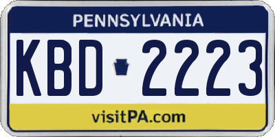 PA license plate KBD2223