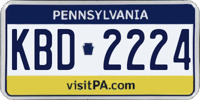 PA license plate KBD2224