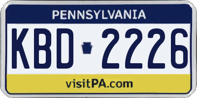 PA license plate KBD2226
