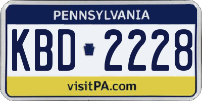 PA license plate KBD2228