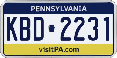PA license plate KBD2231