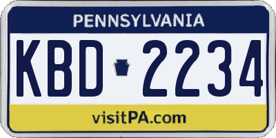 PA license plate KBD2234