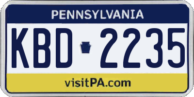 PA license plate KBD2235