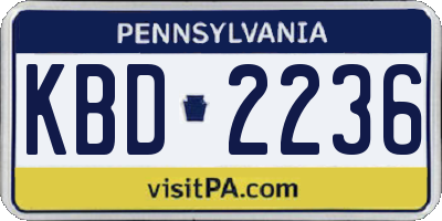 PA license plate KBD2236