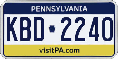 PA license plate KBD2240