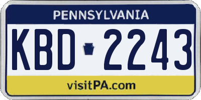 PA license plate KBD2243