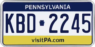 PA license plate KBD2245