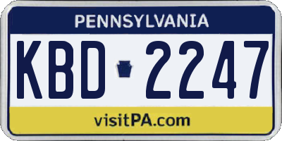 PA license plate KBD2247