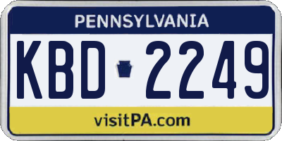 PA license plate KBD2249