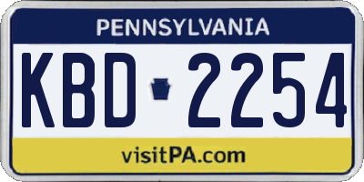 PA license plate KBD2254