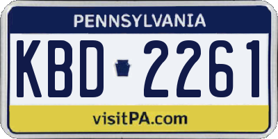 PA license plate KBD2261