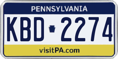 PA license plate KBD2274