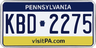PA license plate KBD2275