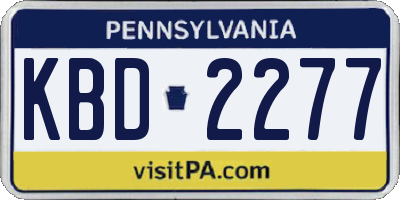 PA license plate KBD2277