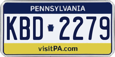 PA license plate KBD2279