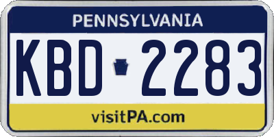 PA license plate KBD2283