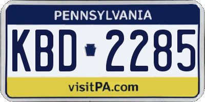 PA license plate KBD2285