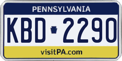 PA license plate KBD2290