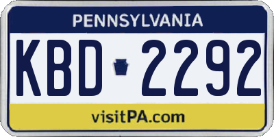 PA license plate KBD2292