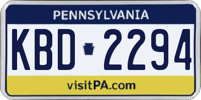 PA license plate KBD2294