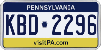 PA license plate KBD2296