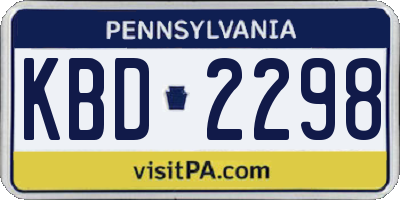 PA license plate KBD2298