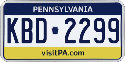 PA license plate KBD2299