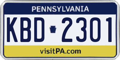 PA license plate KBD2301