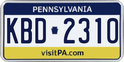 PA license plate KBD2310