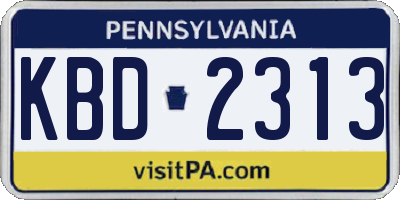 PA license plate KBD2313