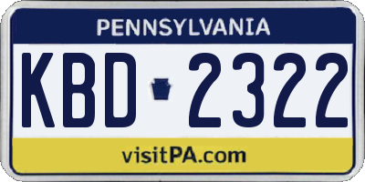 PA license plate KBD2322