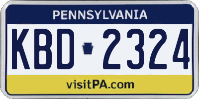 PA license plate KBD2324