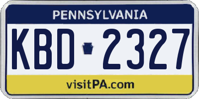 PA license plate KBD2327