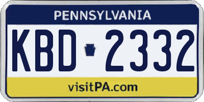 PA license plate KBD2332
