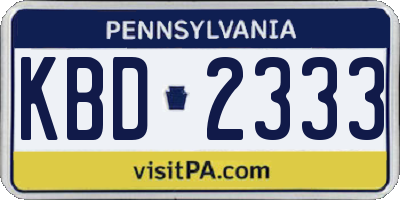 PA license plate KBD2333