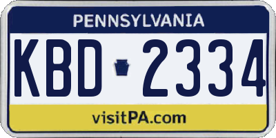 PA license plate KBD2334