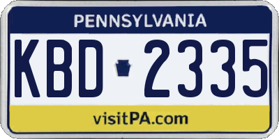 PA license plate KBD2335