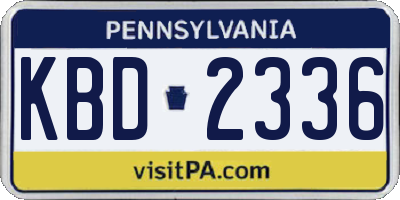 PA license plate KBD2336