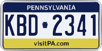 PA license plate KBD2341