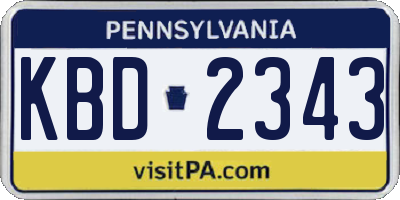 PA license plate KBD2343