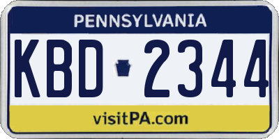 PA license plate KBD2344