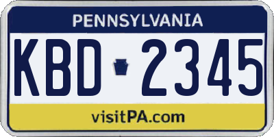 PA license plate KBD2345