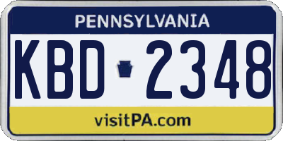 PA license plate KBD2348
