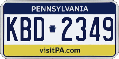 PA license plate KBD2349