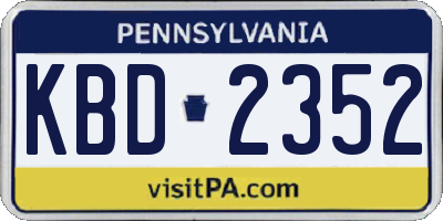 PA license plate KBD2352