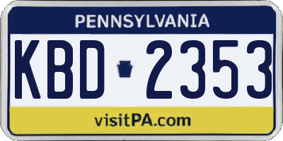 PA license plate KBD2353