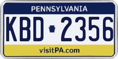 PA license plate KBD2356